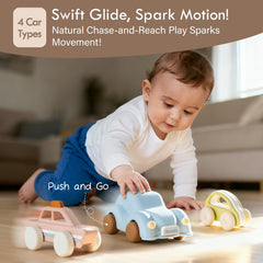 Moonkie Taxi silicone toy car with quiet wheels for indoor exploration