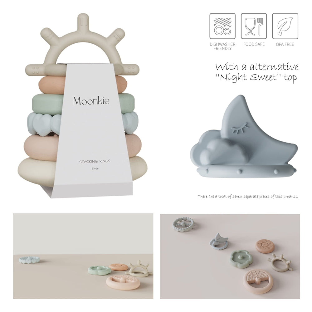 Moonkie soft teething rings, safe materials for chewing and soothing gums