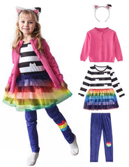Moonlight Bob rainbow tutu dress image, colorful, comfortable party wear for birthdays.