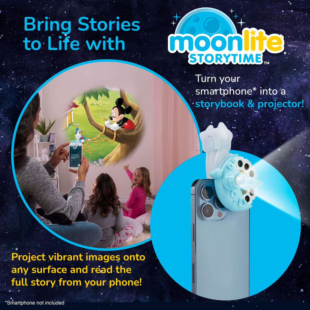 Moonlite Disney classics projection with vivid visuals to spark imagination at bedtime.