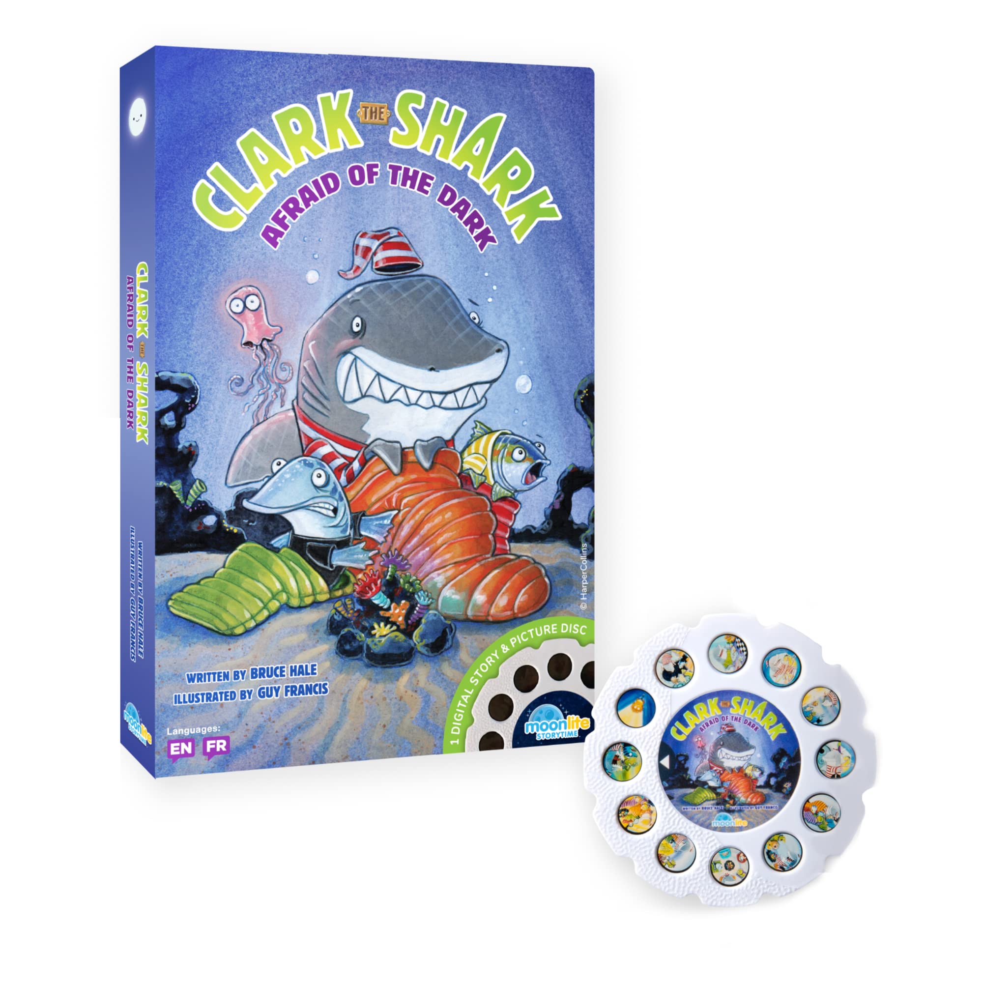 Moonlite Clark the Shark story reel for bedtime storytelling and cozy bonding.