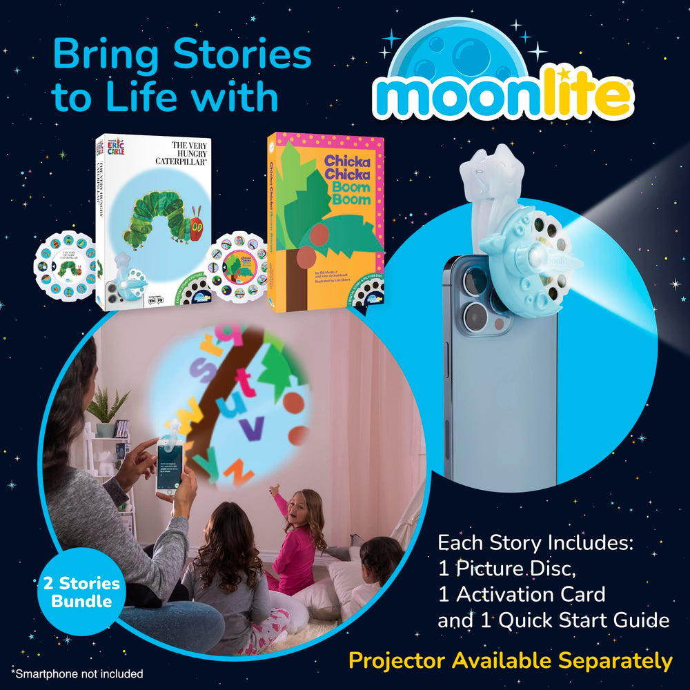 Moonlite Storytime 2 Storybook Reels for The Very Hungry Caterpillar projected with immersive sound