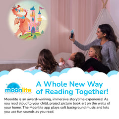 Moonlite Storytime app sound effects menu enhances storytelling ambiance.
