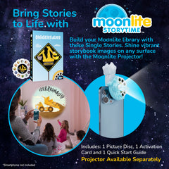 Moonlite Storytime Disc projected onto wall creates magical bedtime moments