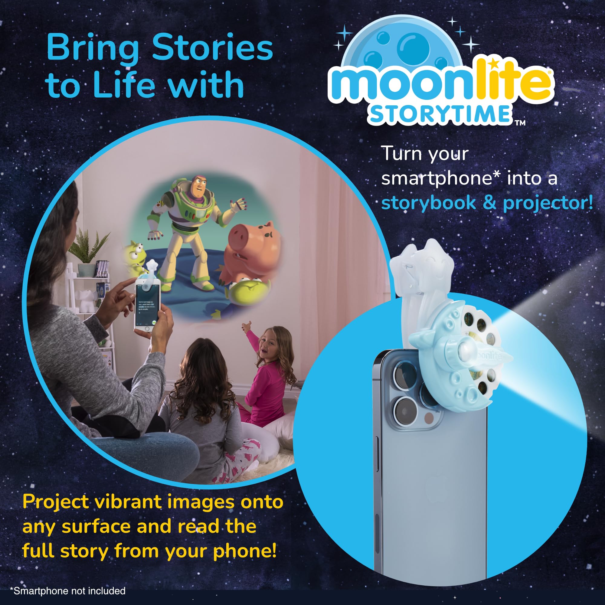 Moonlite Storytime child-listening-bedtime scene promoting cozy family moments.