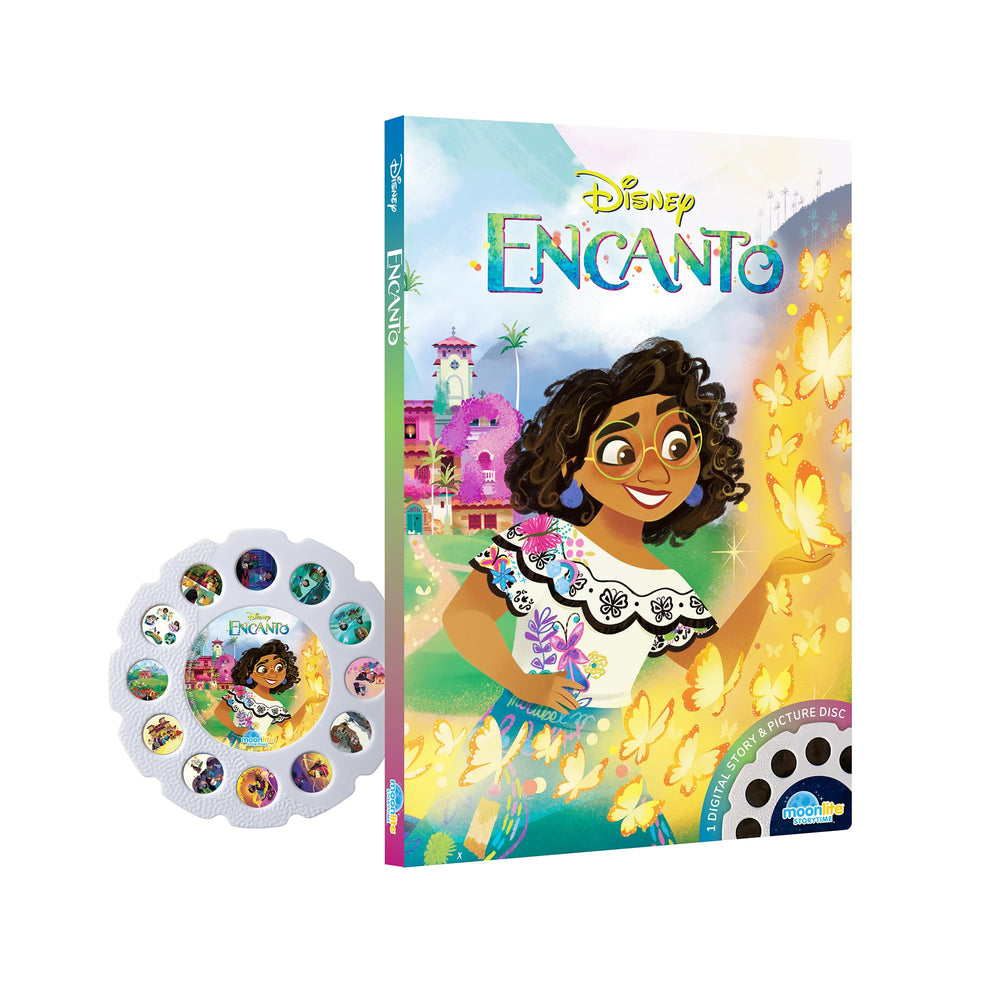 Moonlite Storytime Encanto wall projection creates immersive bedtime reading for kids.