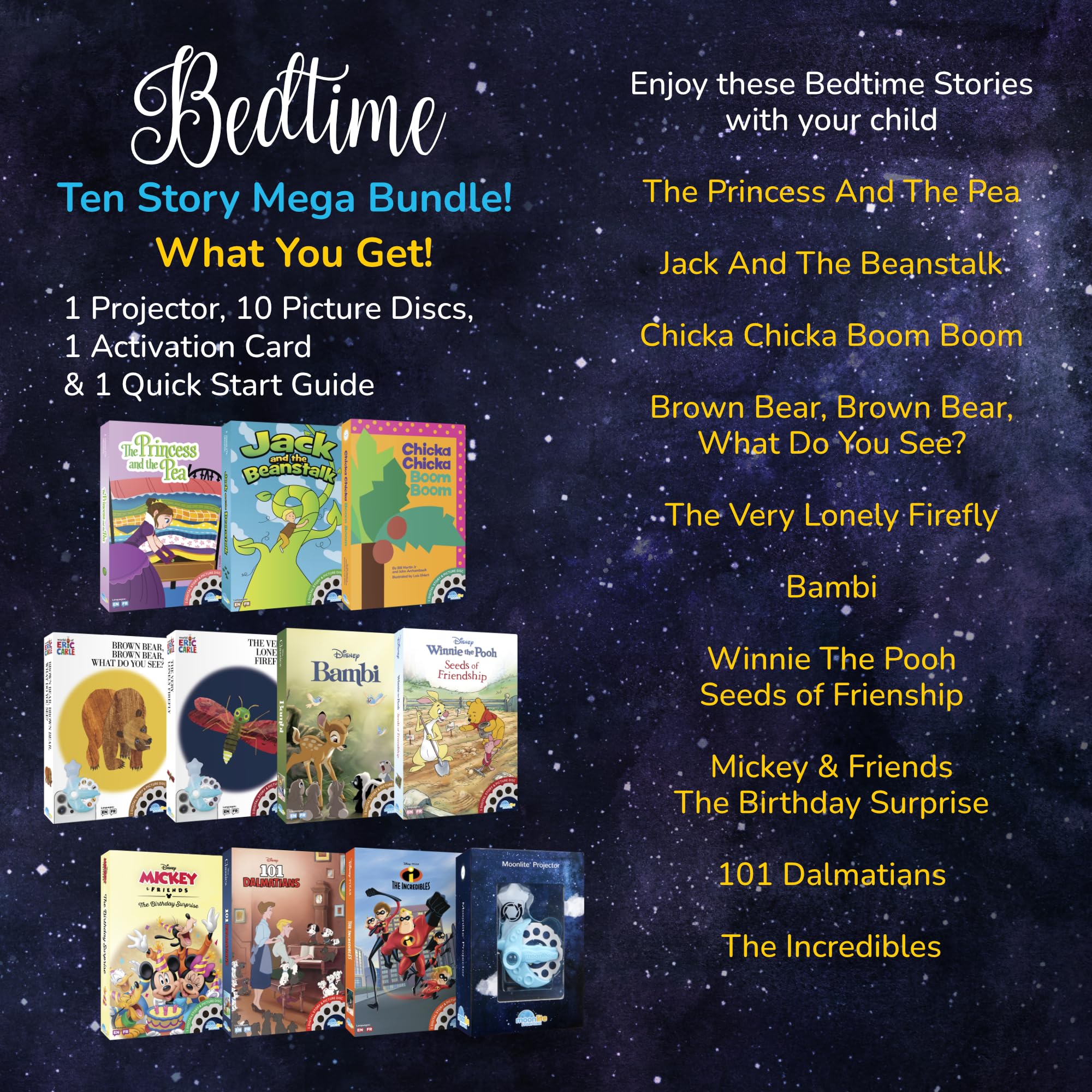 Moonlite Storytime Mini Projector Disney stories projected on wall