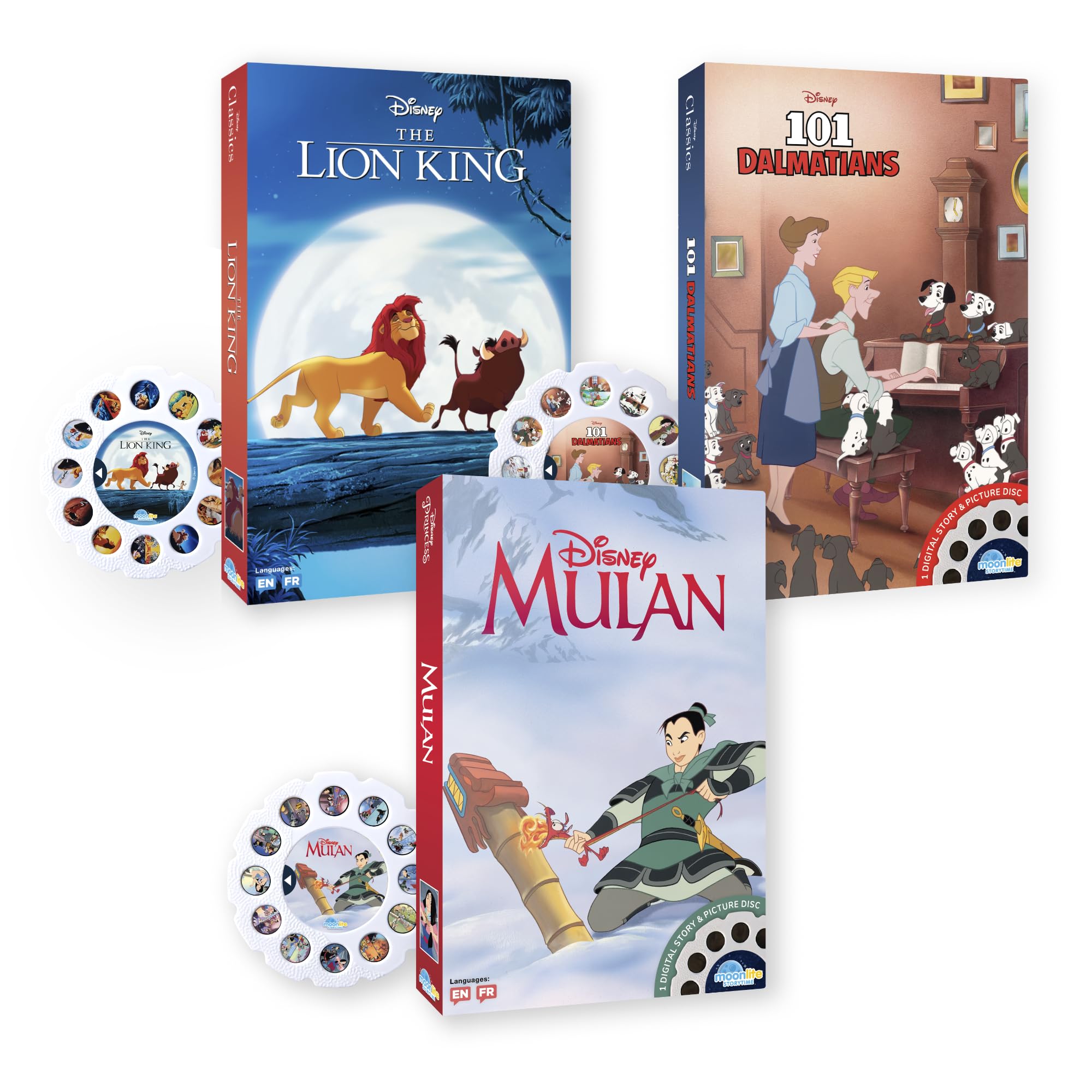 Moonlite Storytime Reels Lion King projected on wall for immersive bedtime reading.