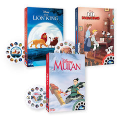 Moonlite Storytime Reels Lion King projected on wall for immersive bedtime reading.