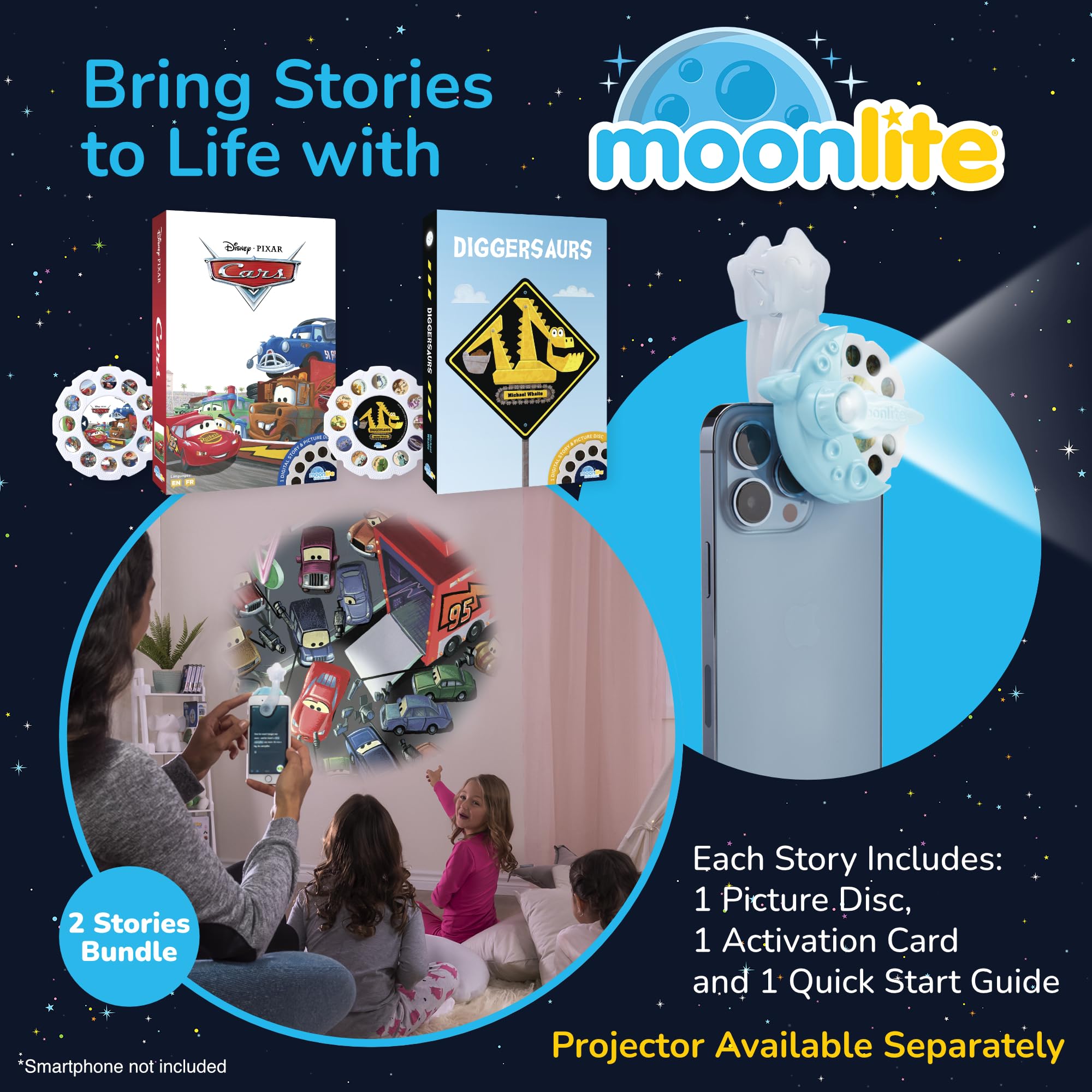 Moonlite Storytime Reels wall projection demo for immersive reading