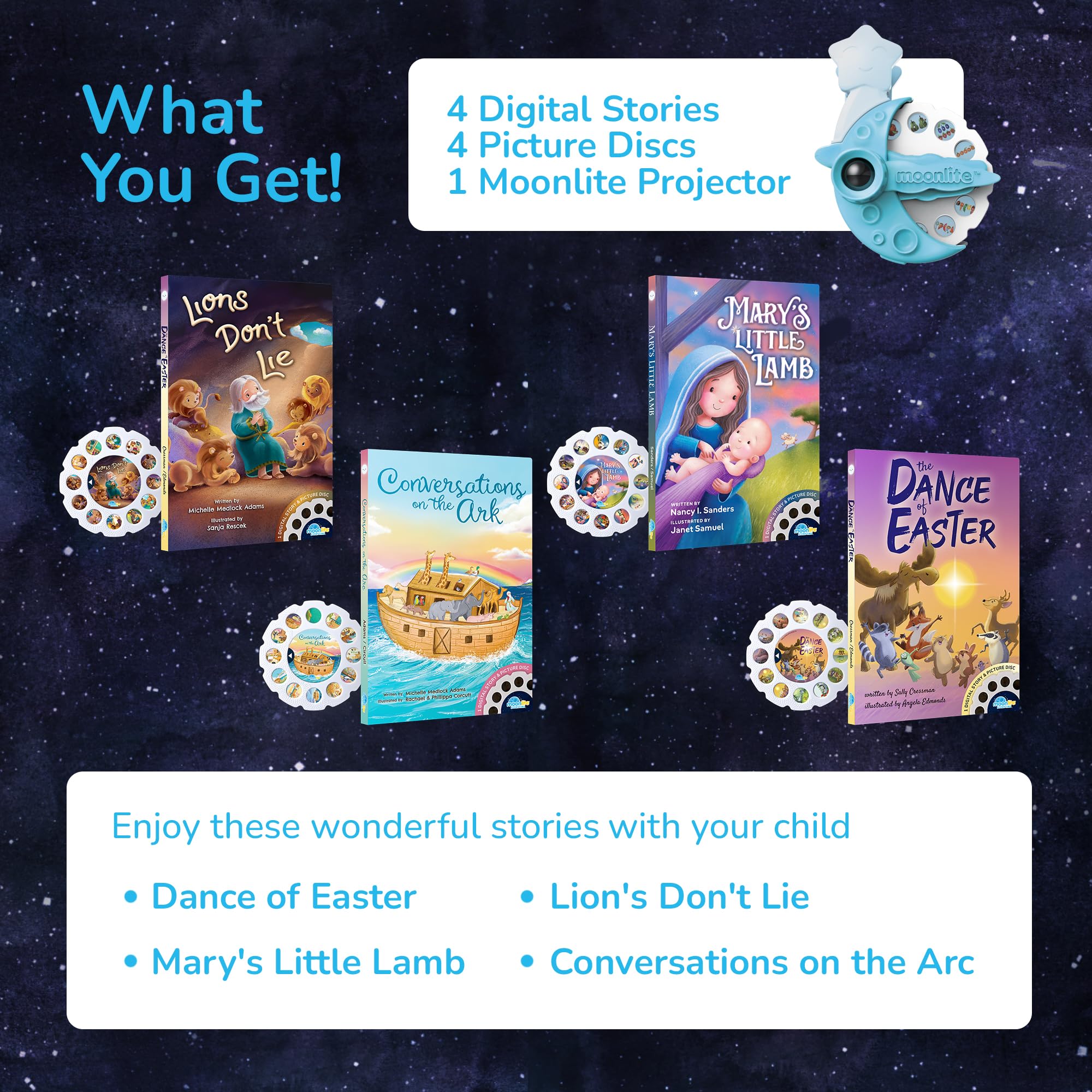 Moonlite Storytime Starter Pack device compatibility enables easy setup with iOS and Android.
