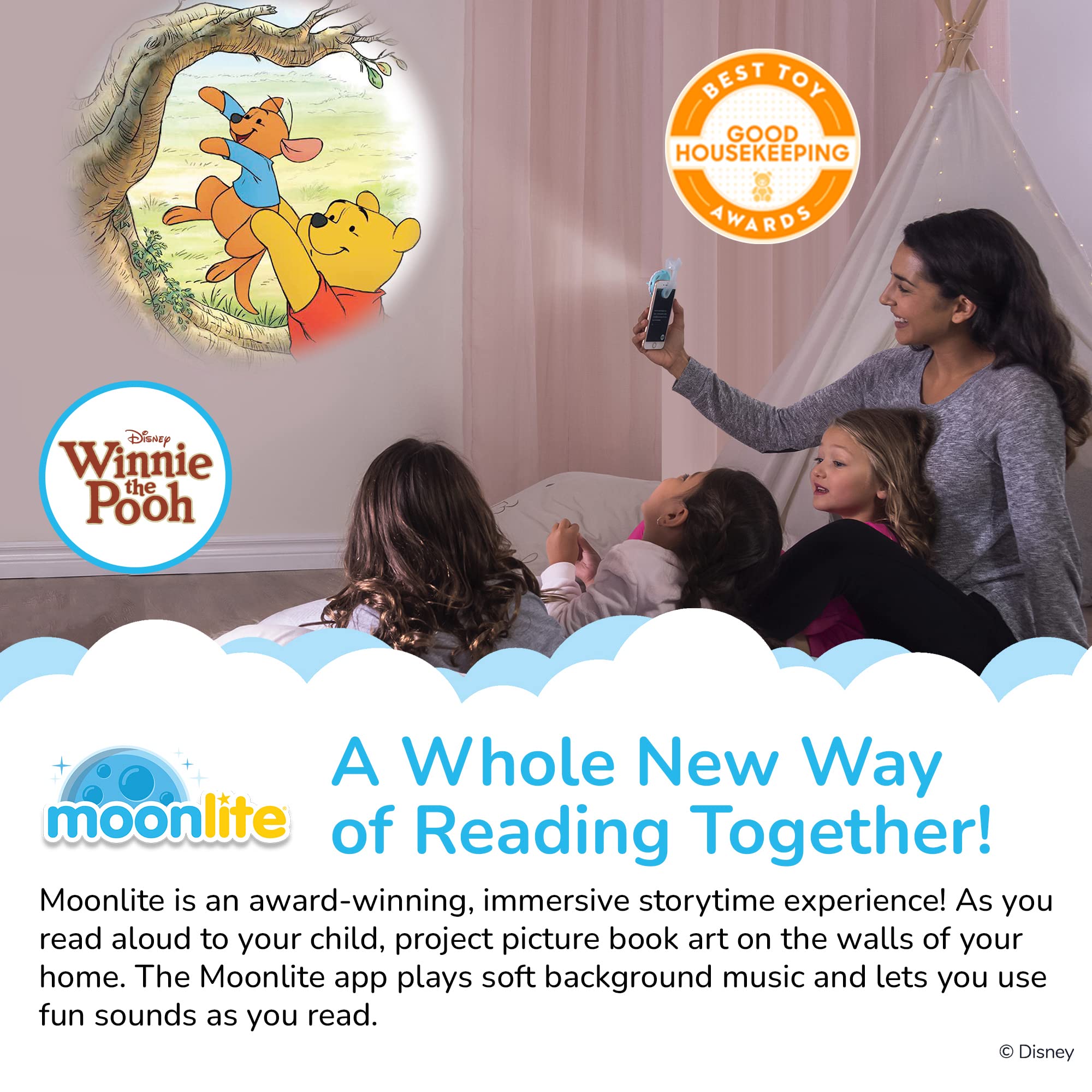 Moonlite Storytime Starter Pack four Winnie The Pooh stories covers displayed for cozy family reading.
