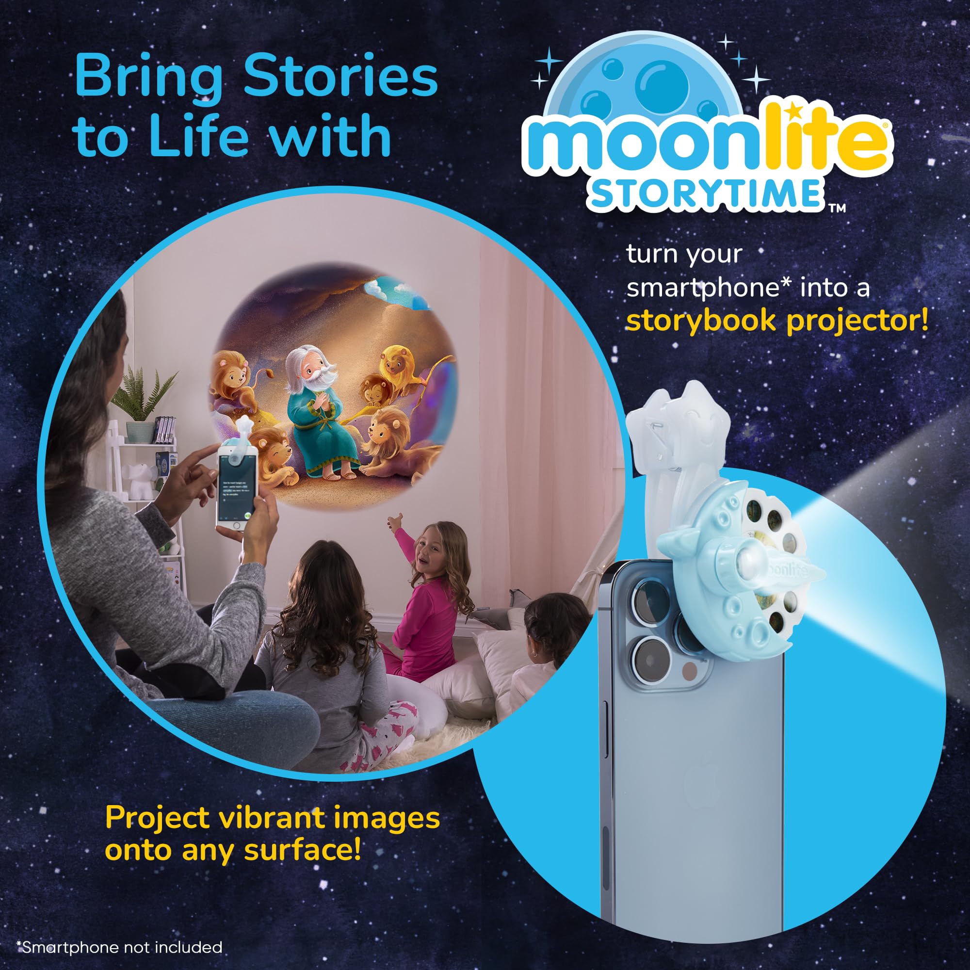 Moonlite Storytime Starter Pack picture disc brings vivid scenes to life for kids.