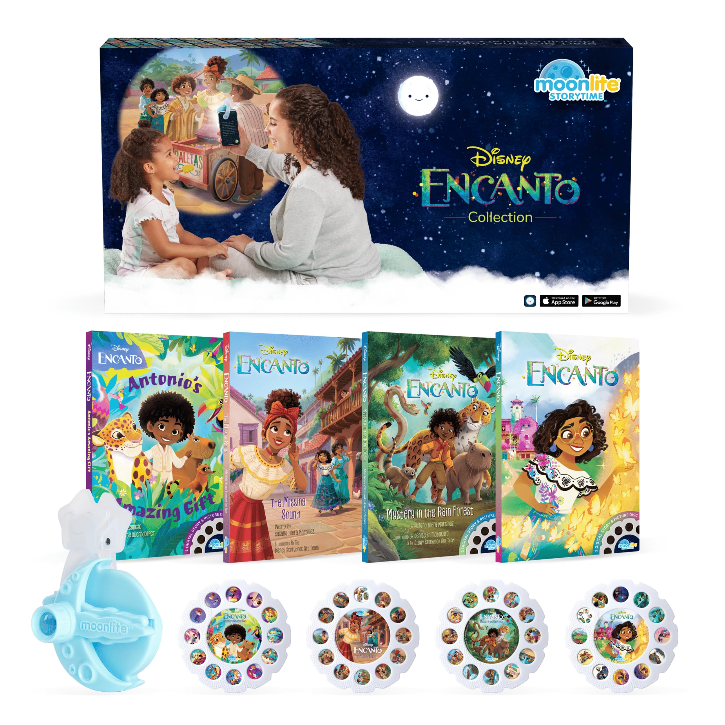 Moonlite Storytime Starter Pack projects vivid story images on walls for immersive bedtime storytelling