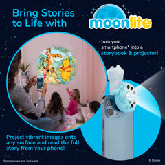 Moonlite Storytime Starter Pack setup adhesive adapter collar enables easy, secure projection.