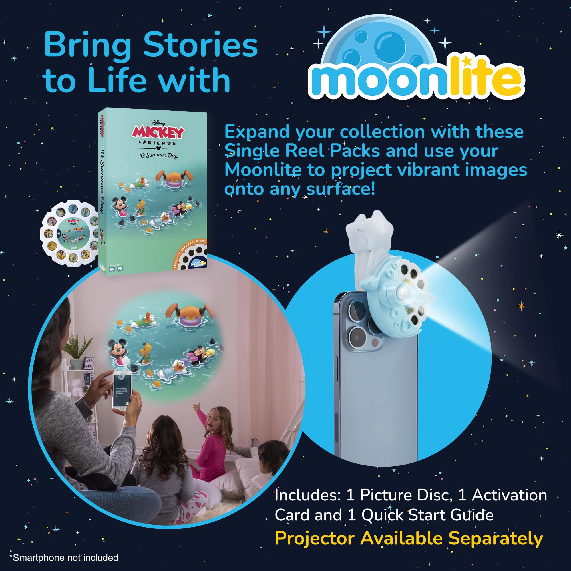 Moonlite Storytime Summer Day projection on wall for magical storytelling.