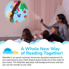 Moonlite Storytime 3 reel chicka chicka boom boom on wall brightens storytime.