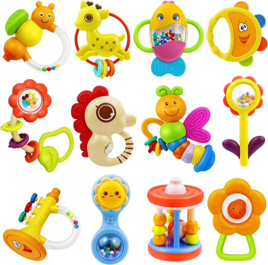 MOONTOY bee rattle — engaging teether and sound toy for sensory exploration.