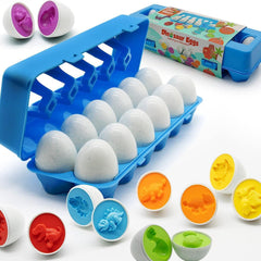 MOONTOY dinosaur matching eggs set with colorful halves for sorting and counting