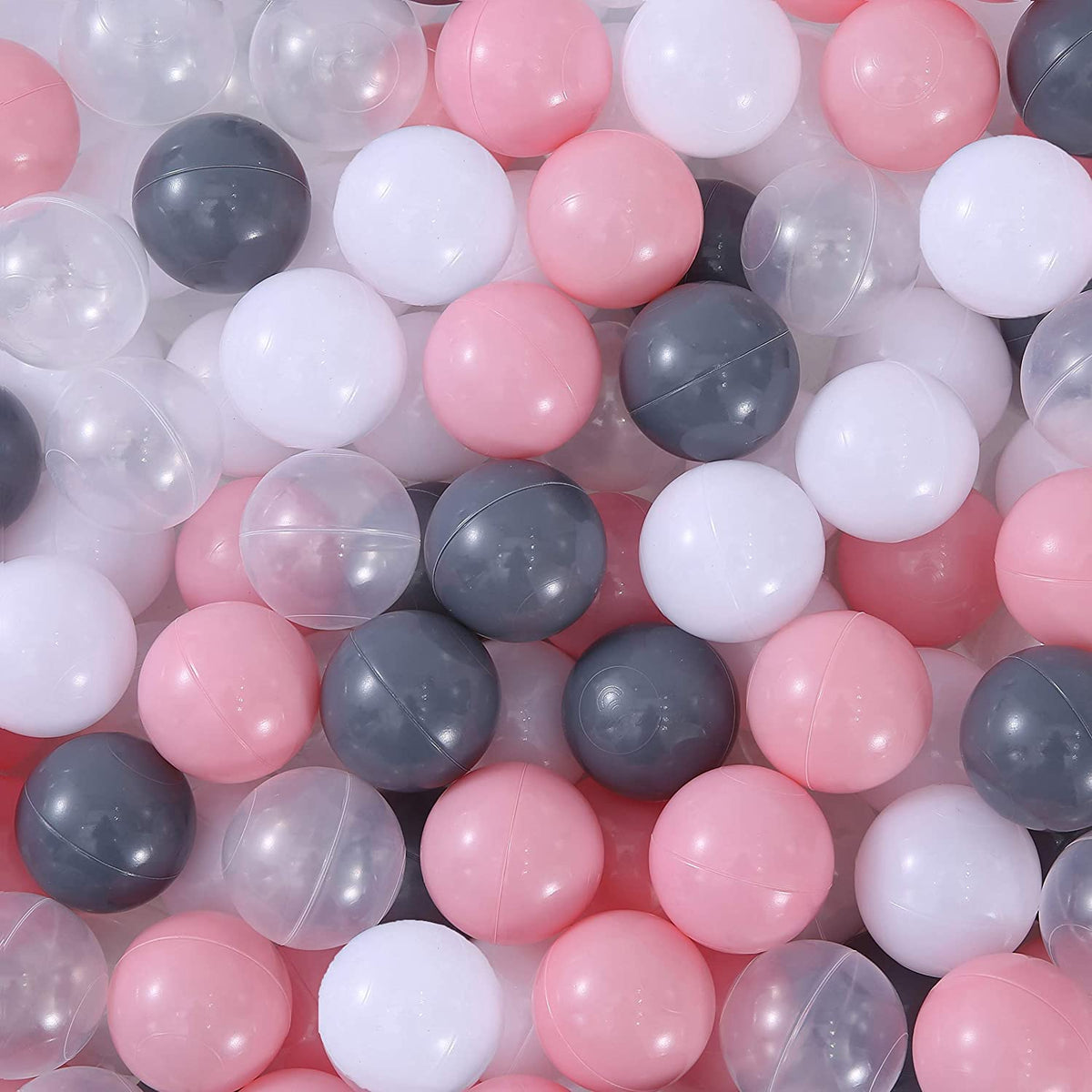 MoonxHome crush-proof balls 2-15in grey pack, durable for ball pits.