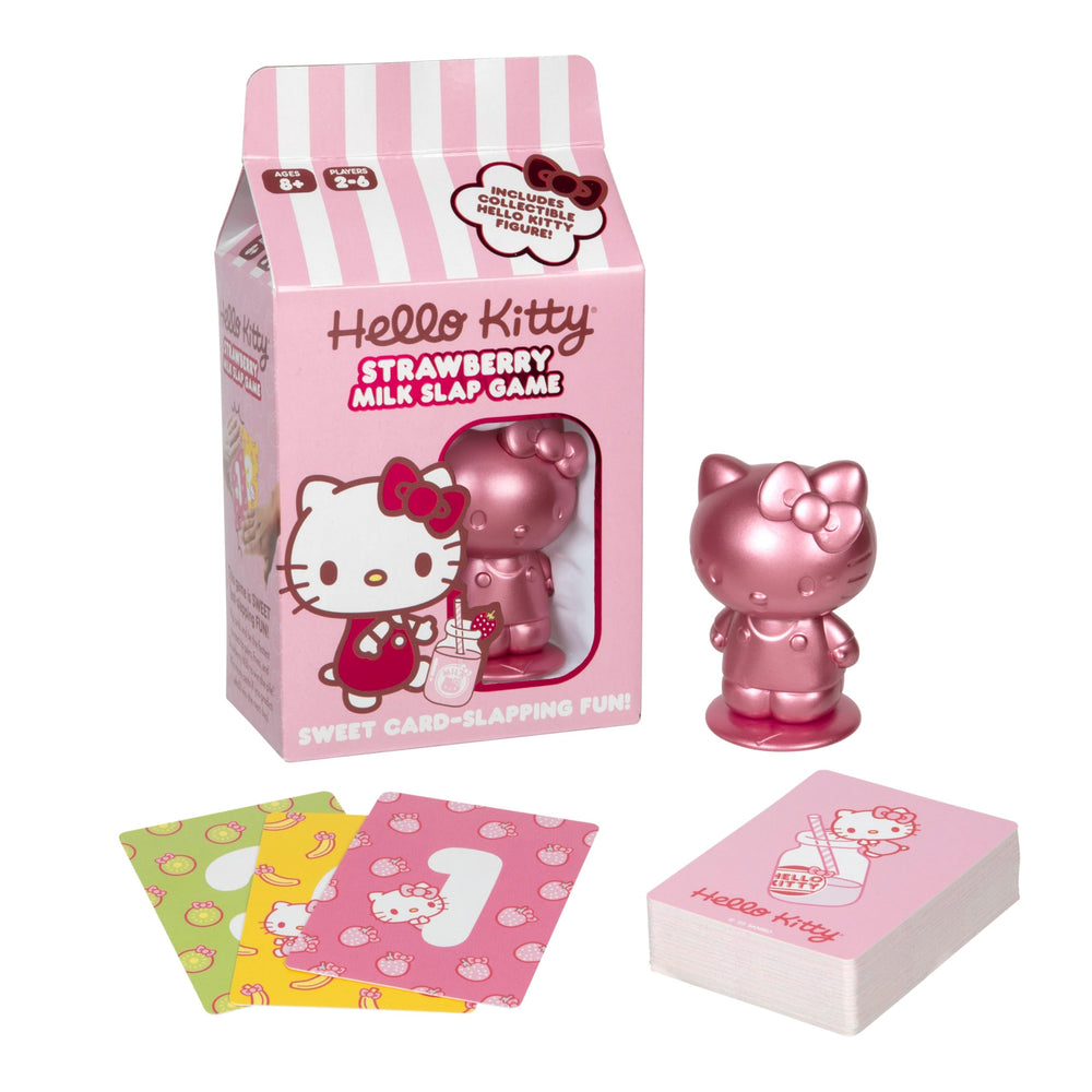 Moose Hello Kitty Strawberry Milk Slap Game packaging in pink carton, ideal gift.