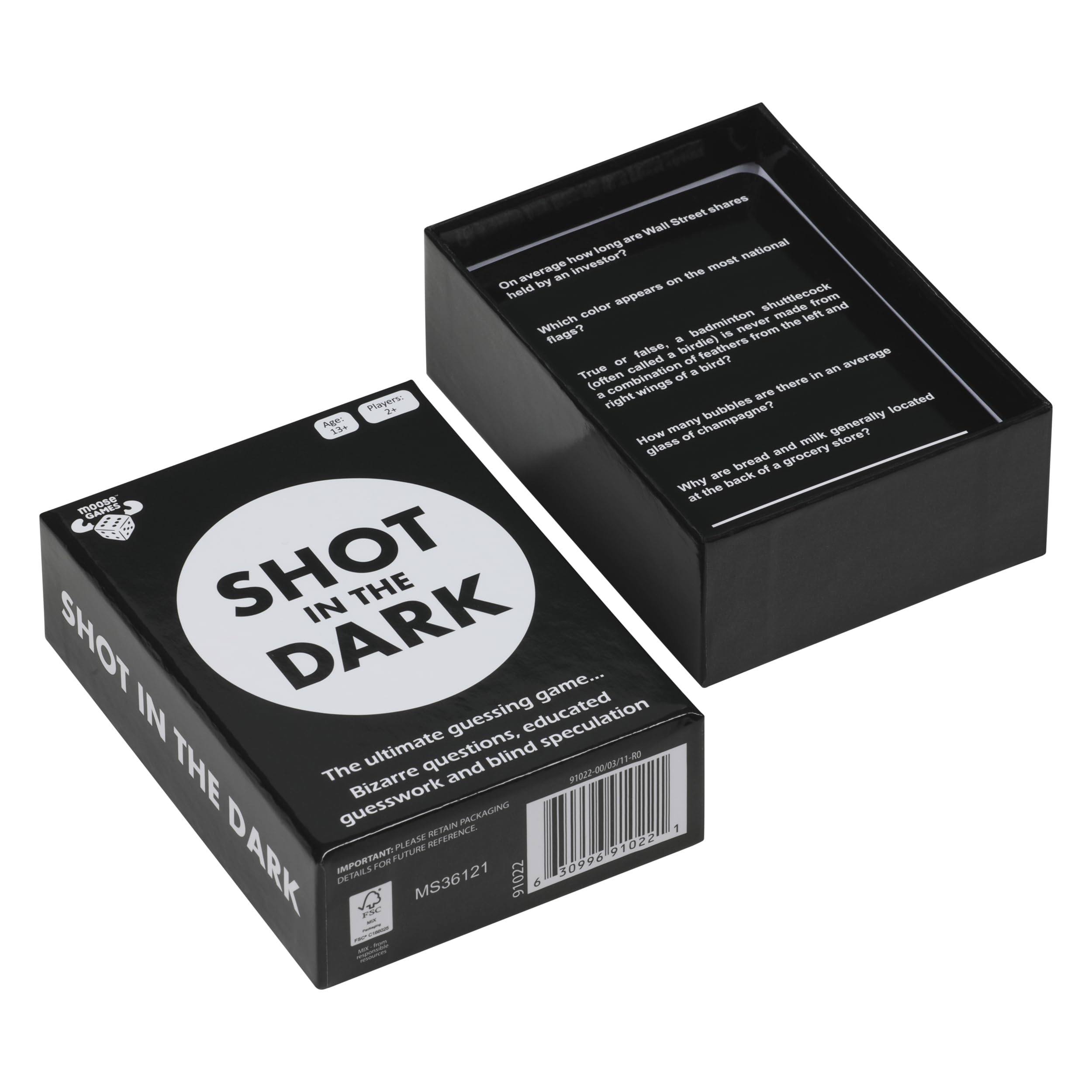 Moose Shot In The Dark packaging pictured for a vibrant party night