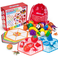 Mootop Sorting Toys with dinosaurs for color matching and motor skills.