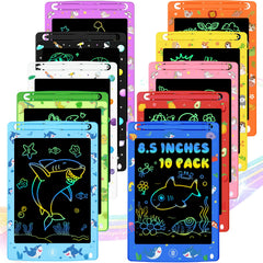 MOOWALIS Party Favor 10-Pack LCD writing tablets with themed boards for shared play.