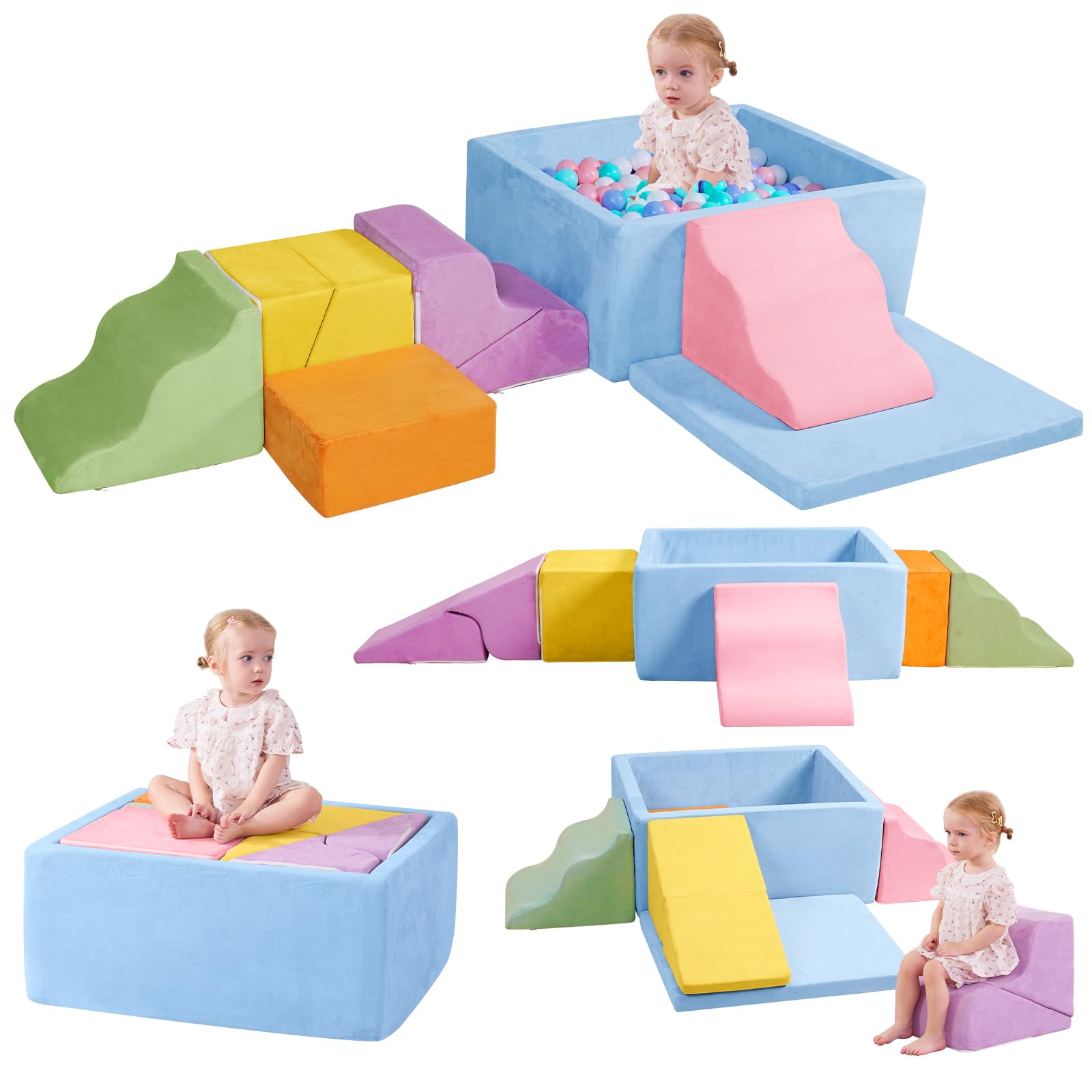 MOOZHEALTH foam climbing ball pit block, soft play for safe toddler exploration.