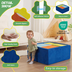 MOOZHEALTH foam climbing blocks lounger for quick rest between activities