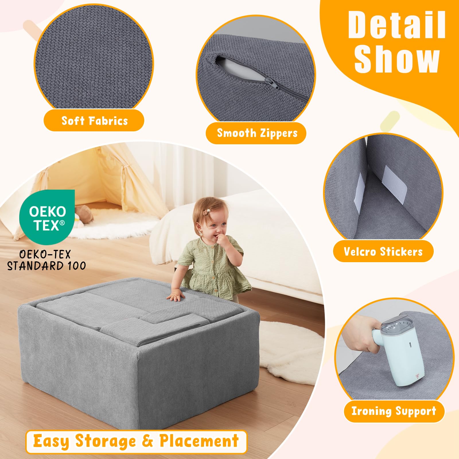 MOOZHEALTH soft fabric foam blocks provide gentle touch and solid support