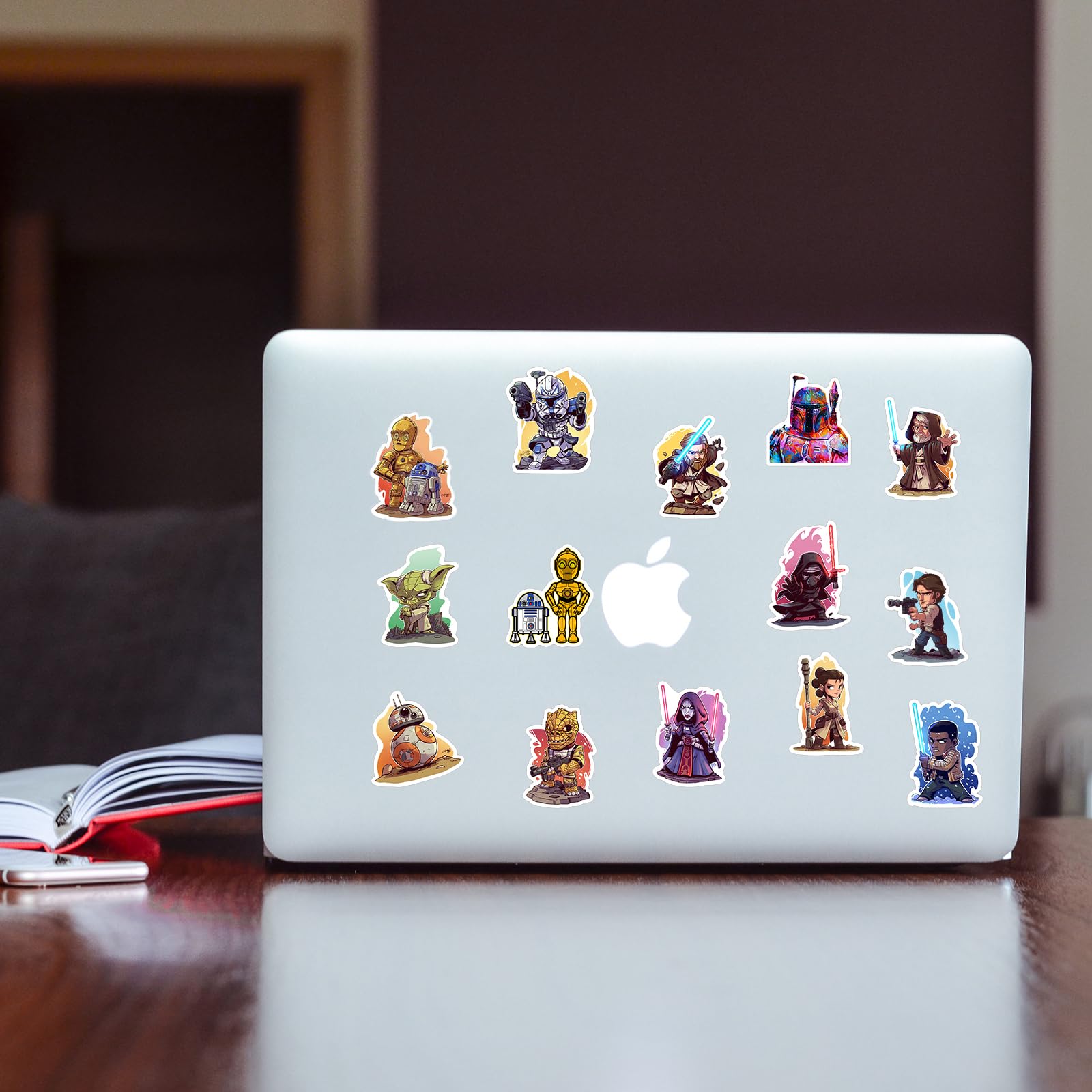MOQIAN Star Wars stickers on a water bottle offer splash proof color that lasts