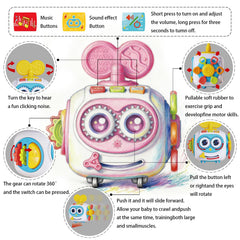 MoraBaby Busy Cube rolling wheels support tummy time and early mobility practice.