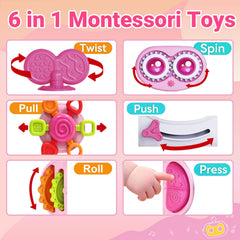 MoraBaby Busy Cube switch buttons with lights and sound for cause-and-effect learning.