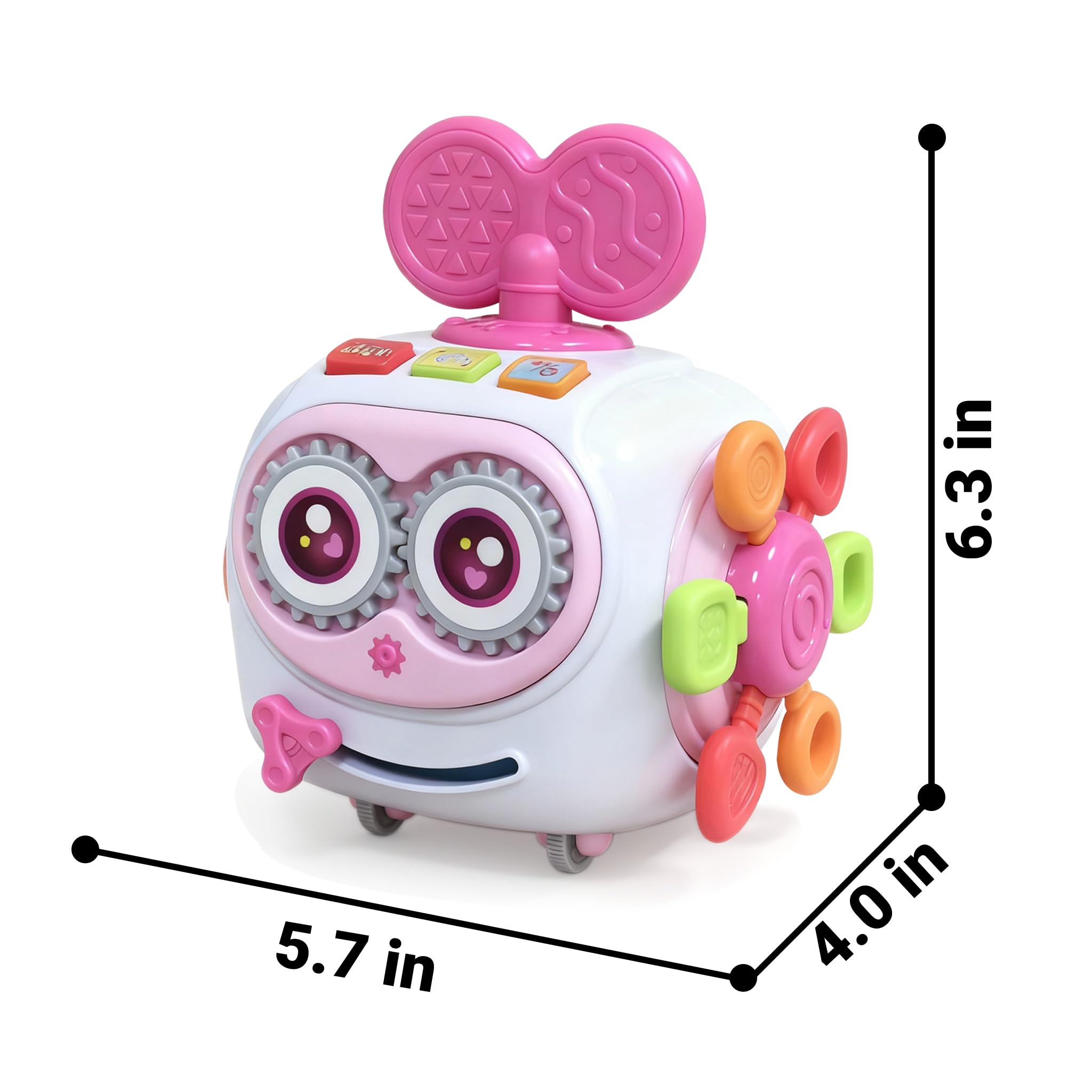 MoraBaby Busy Cube tummy time trainer helps neck and shoulder muscles during play.