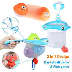 MoraBaby whale fishing net with suction cups sticks to tub for playful bath games
