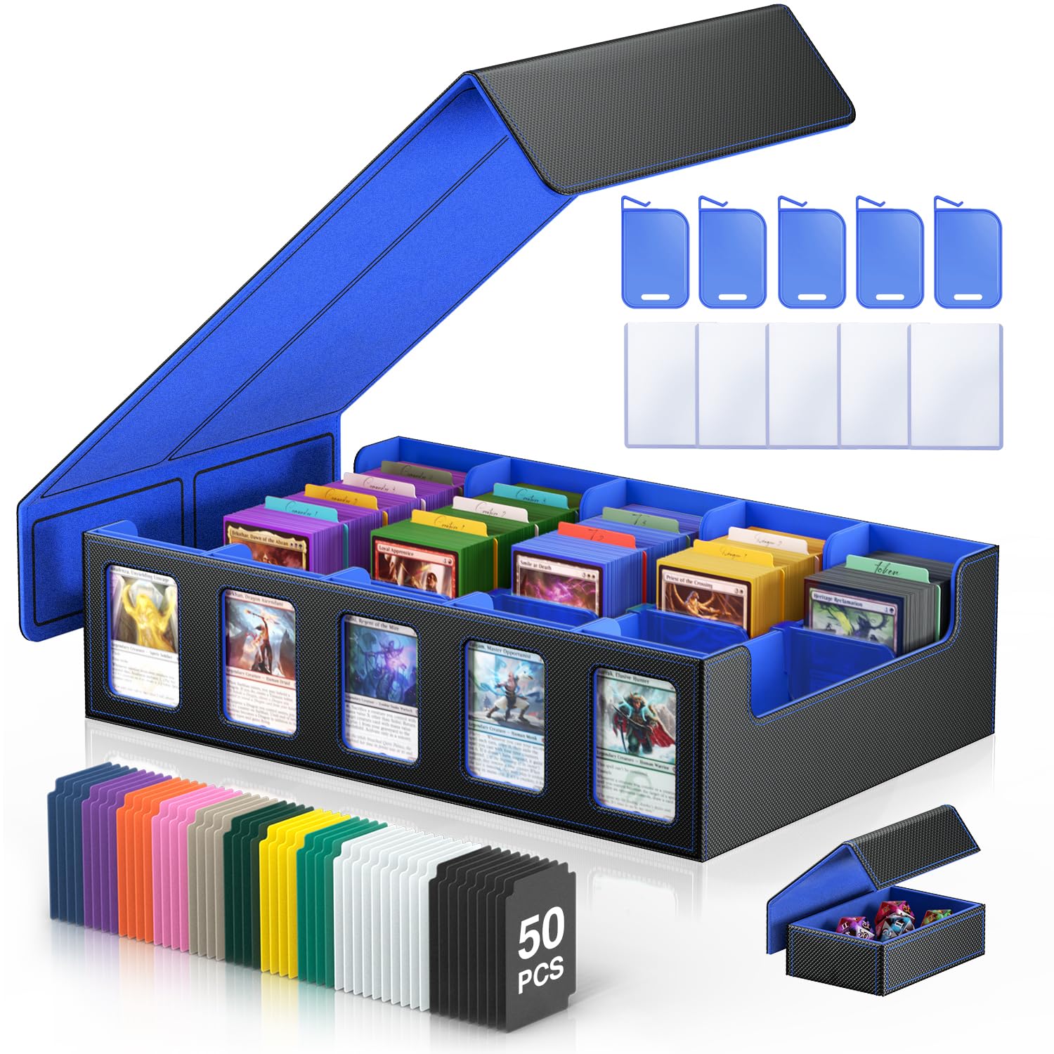 MORCCO 5-row storage box opened to reveal organized card racks for easy access.
