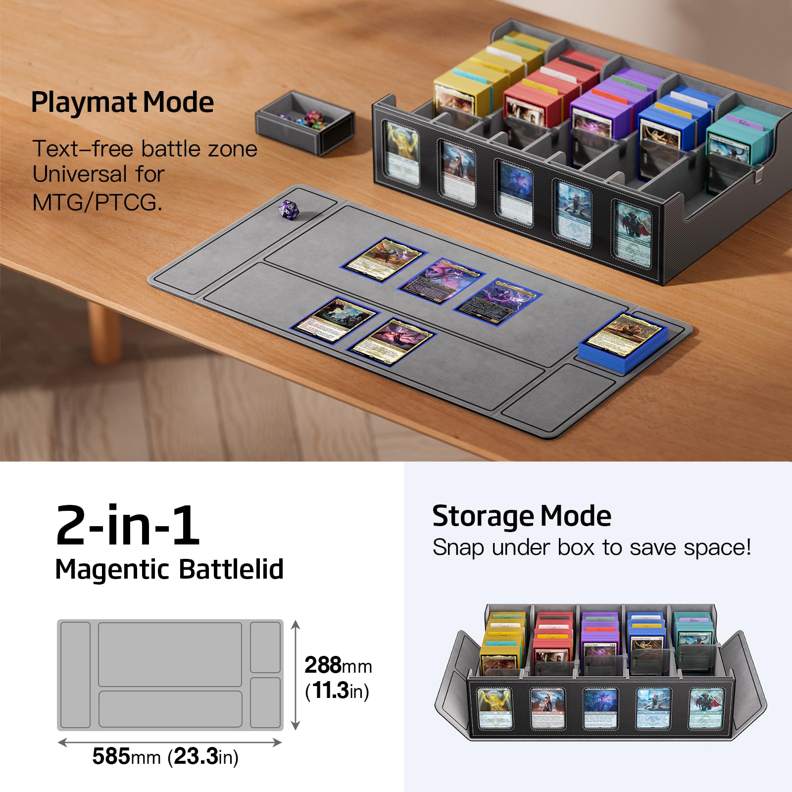 MORCCO 50 dividers organize by color, rarity, or deck.