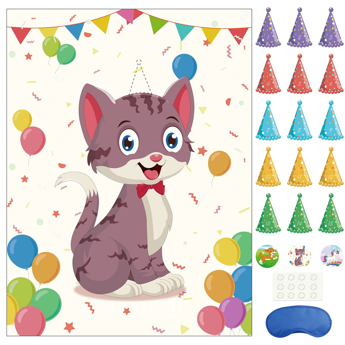 Morcheiong pin the tail cat poster enhances group play and party fun.