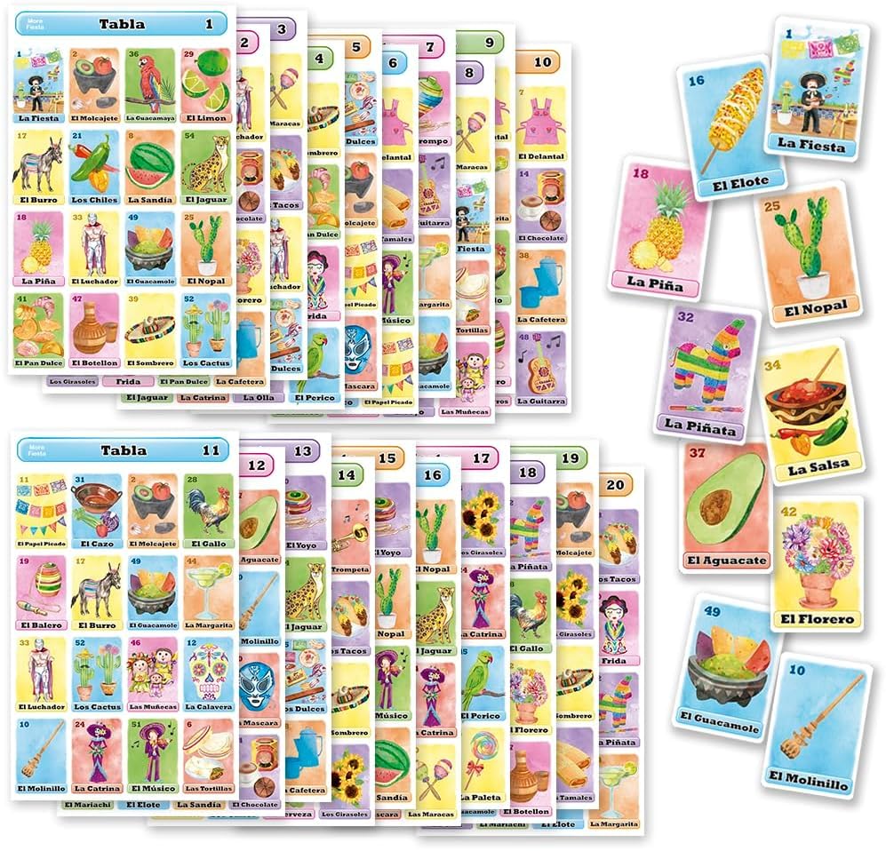 More Fiesta Lotería deck of 54 calling cards for engaging group play