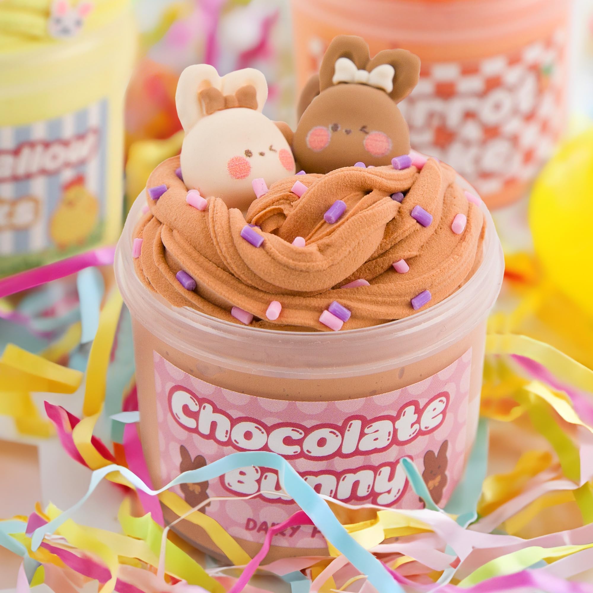 MOREDOTS chocolate bunny theme slime jar ideal for seasonal gifting