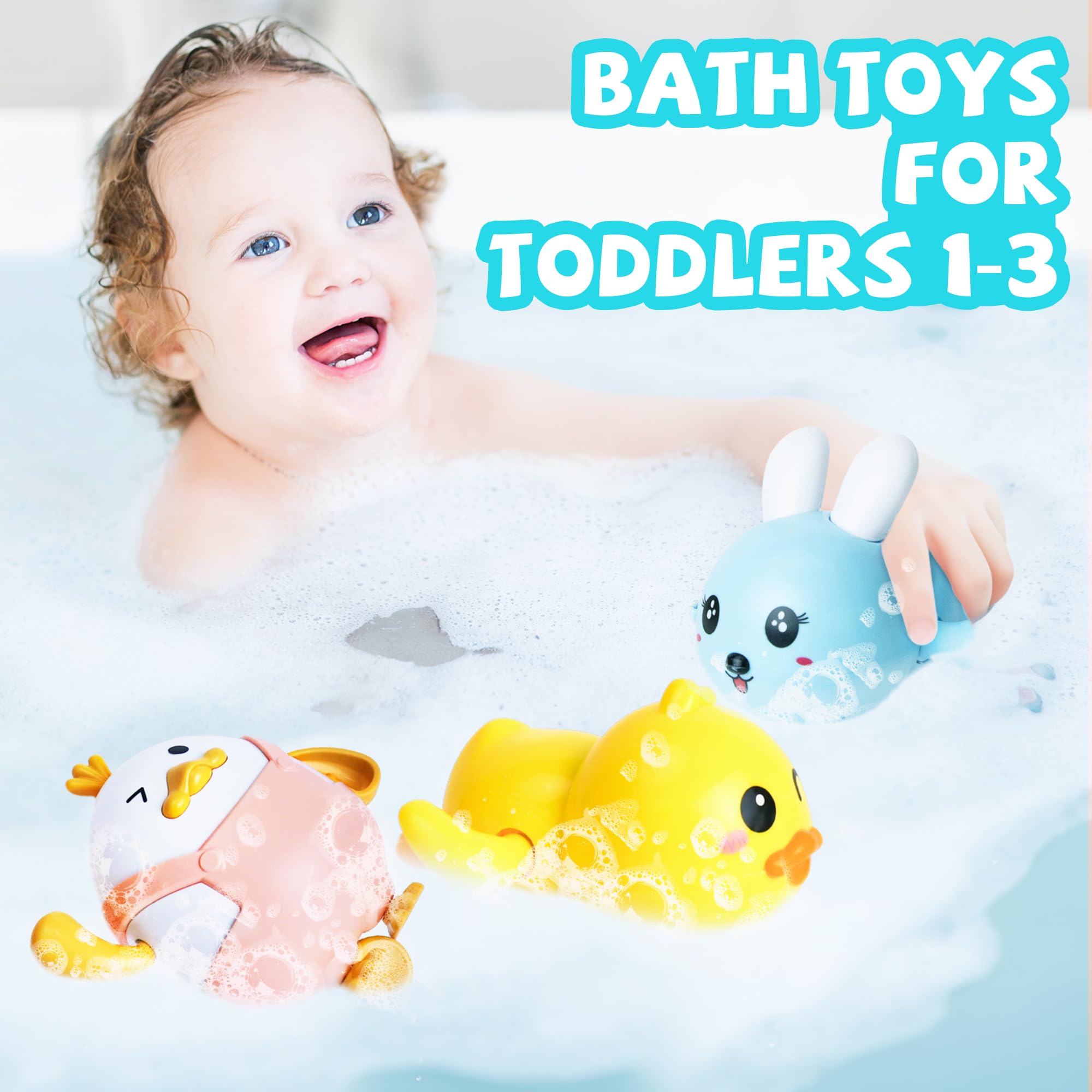 MOREDOTS Easter bath toy chick wind-up swims, promotes imaginative water play.