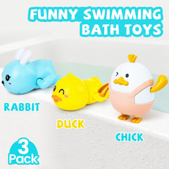 MOREDOTS set of 3 wind-up bath toys, perfect Easter gift.
