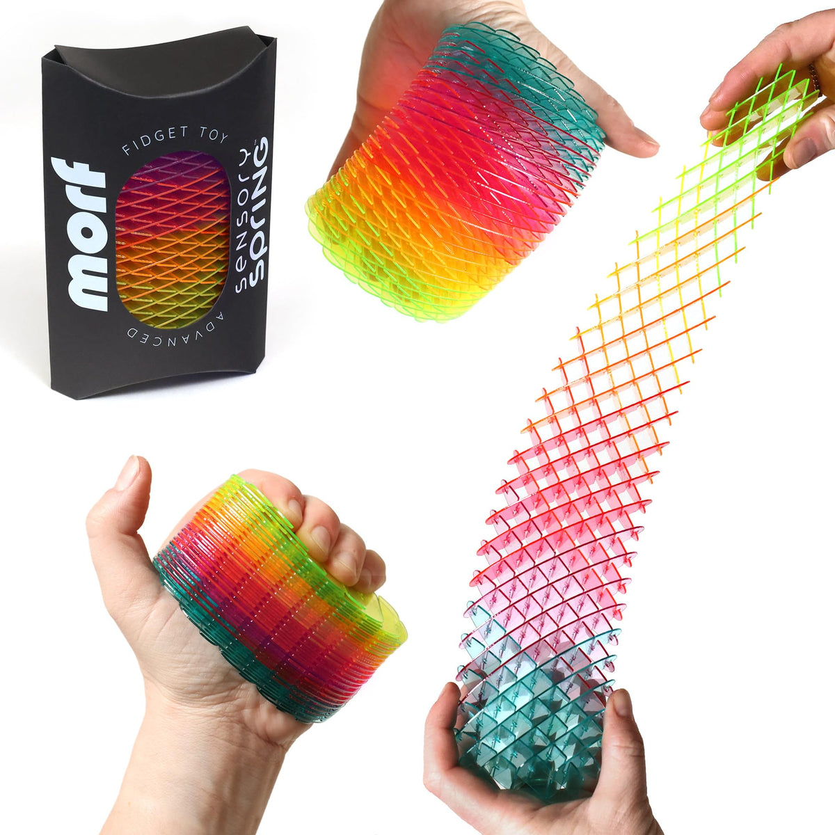Morf Fidget Sensory Spring shows color shift for calming focus during study.