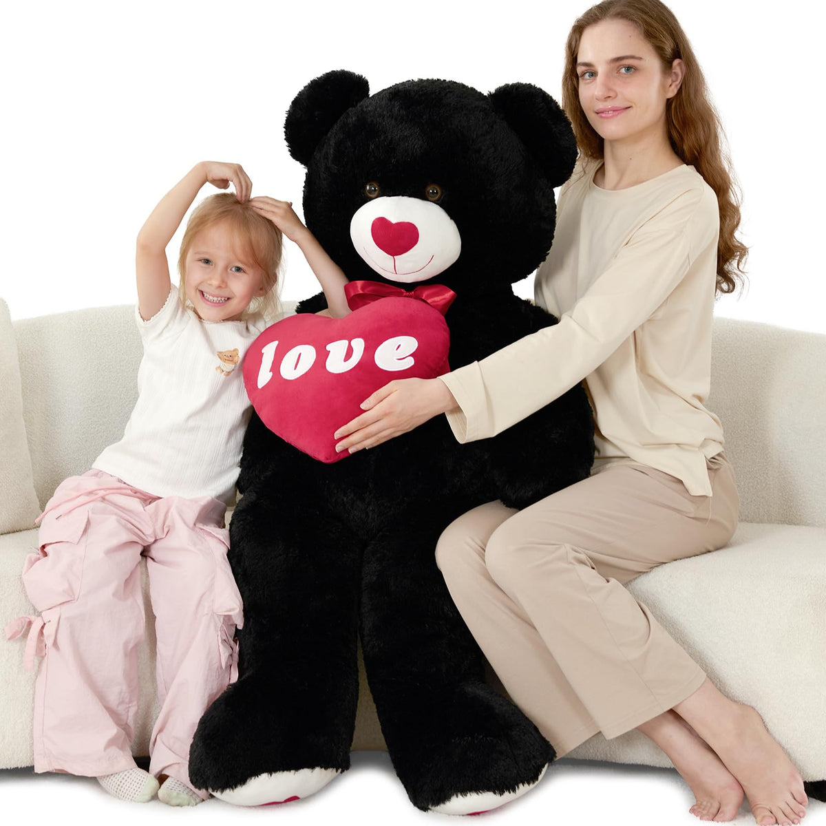 MorisMos Love Heart giant teddy bear, front view, bold romantic centerpiece.