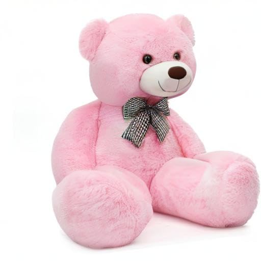 MorisMos pink giant teddy bear easy to clean and care for.