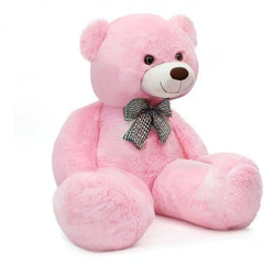 MorisMos pink giant teddy bear easy to clean and care for.
