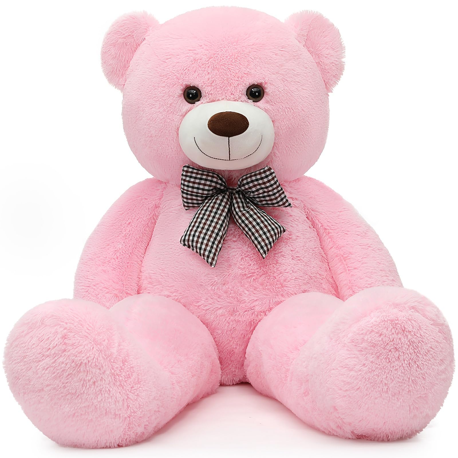 MorisMos pink giant teddy bear in an unboxing scene, ideal as a memorable gift.