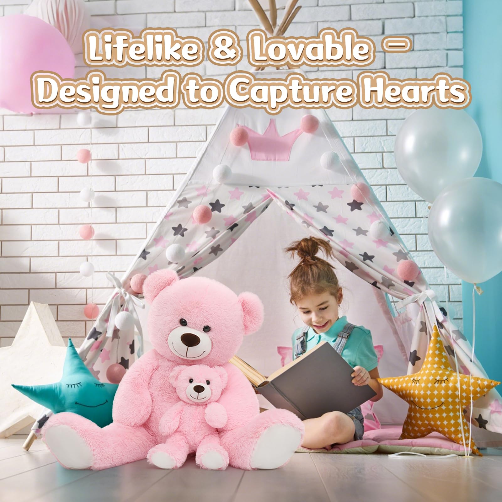MorisMos bedtime-snuggle teddy bear pink-friendly plush for cozy evenings