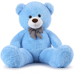 MorisMos bow-tie giant teddy bear, blue, perfect for warm hugs and memorable gifts.